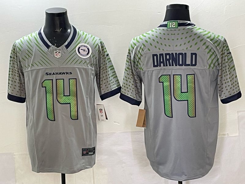 Men 2025 Seattle Seahawks #14 Darnold grey 5th generation Throwback Nike Limited NFL Jersey style 054->los angeles dodgers->MLB Jersey